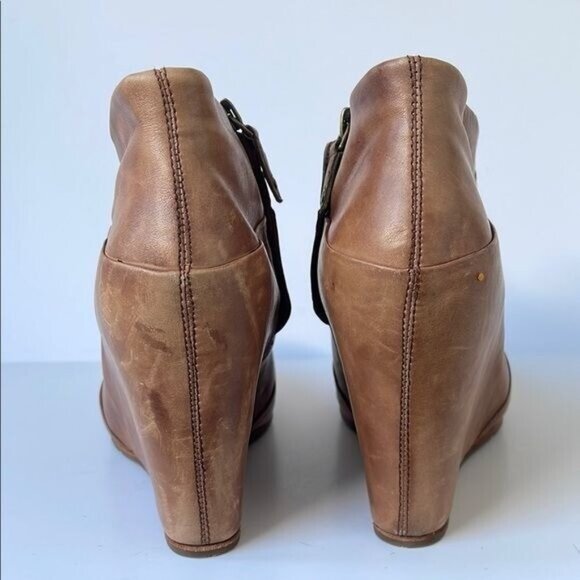 UGG Australia Carmine Leather Wedge Ankle Boots Chestnut Brown Women’s 8.5M - Picture 8 of 12